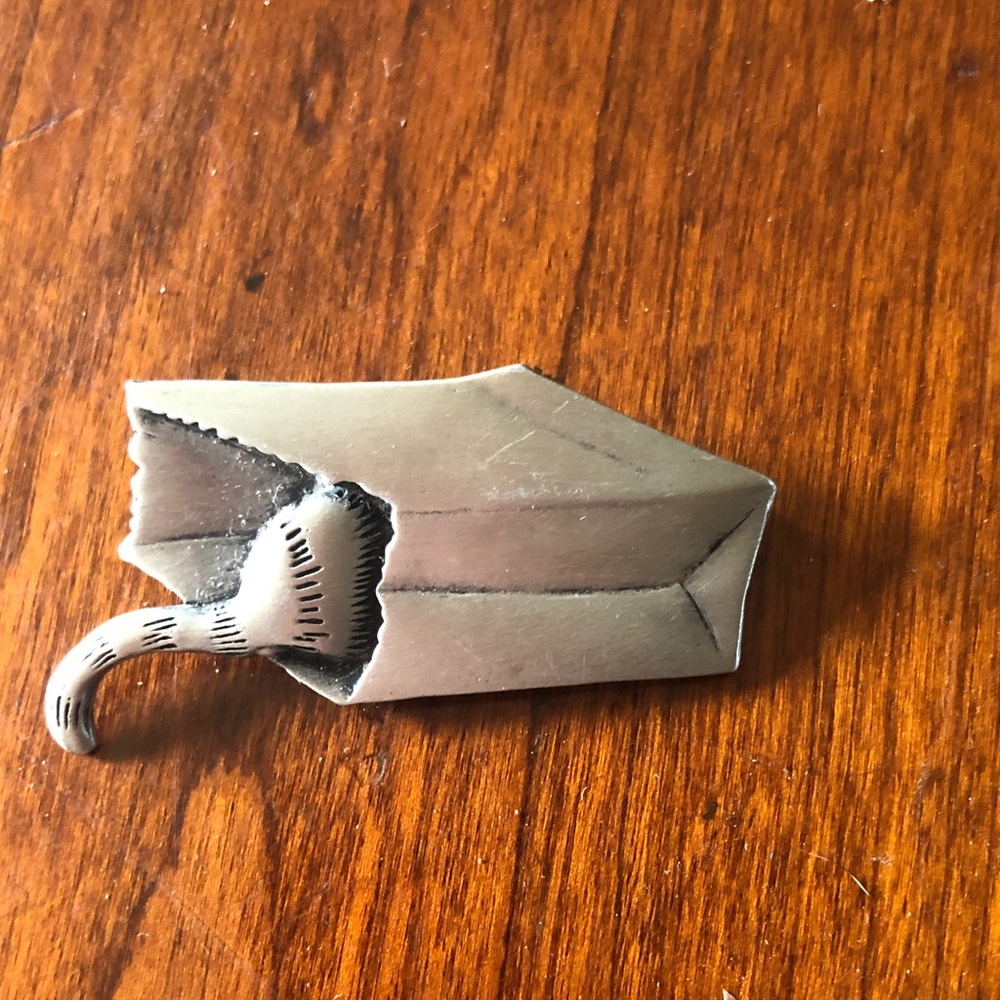 JJ" Jonette Pewter Pin of 'Cat Playing in Paper Bag